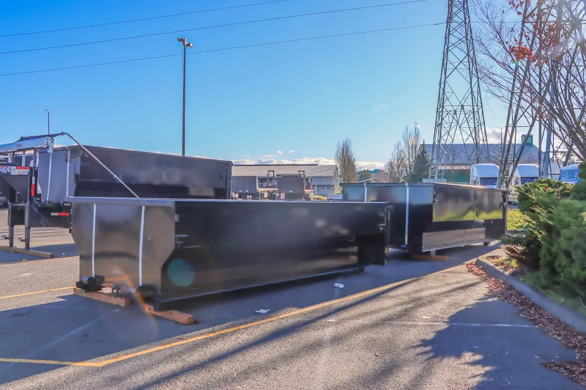 Roll-off dumpster ready for waste disposal at job site for 12 Yard Dumpster Rental in Centerville